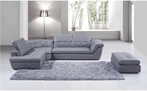 397 Gray Italian Leather  Sectional Sofa