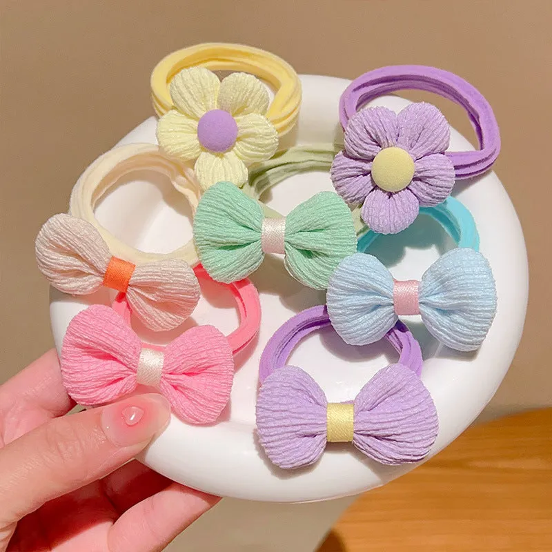 6pcs Colorful Bow Flowers Hair Ties  Perfect Gift for Girls and Kids