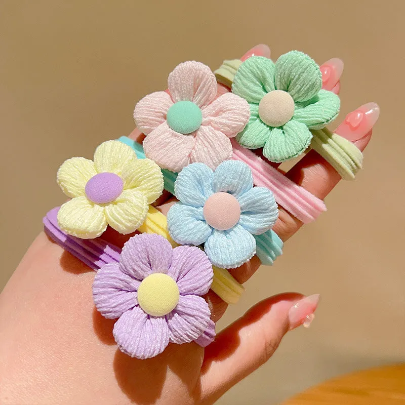 6pcs Colorful Bow Flowers Hair Ties  Perfect Gift for Girls and Kids