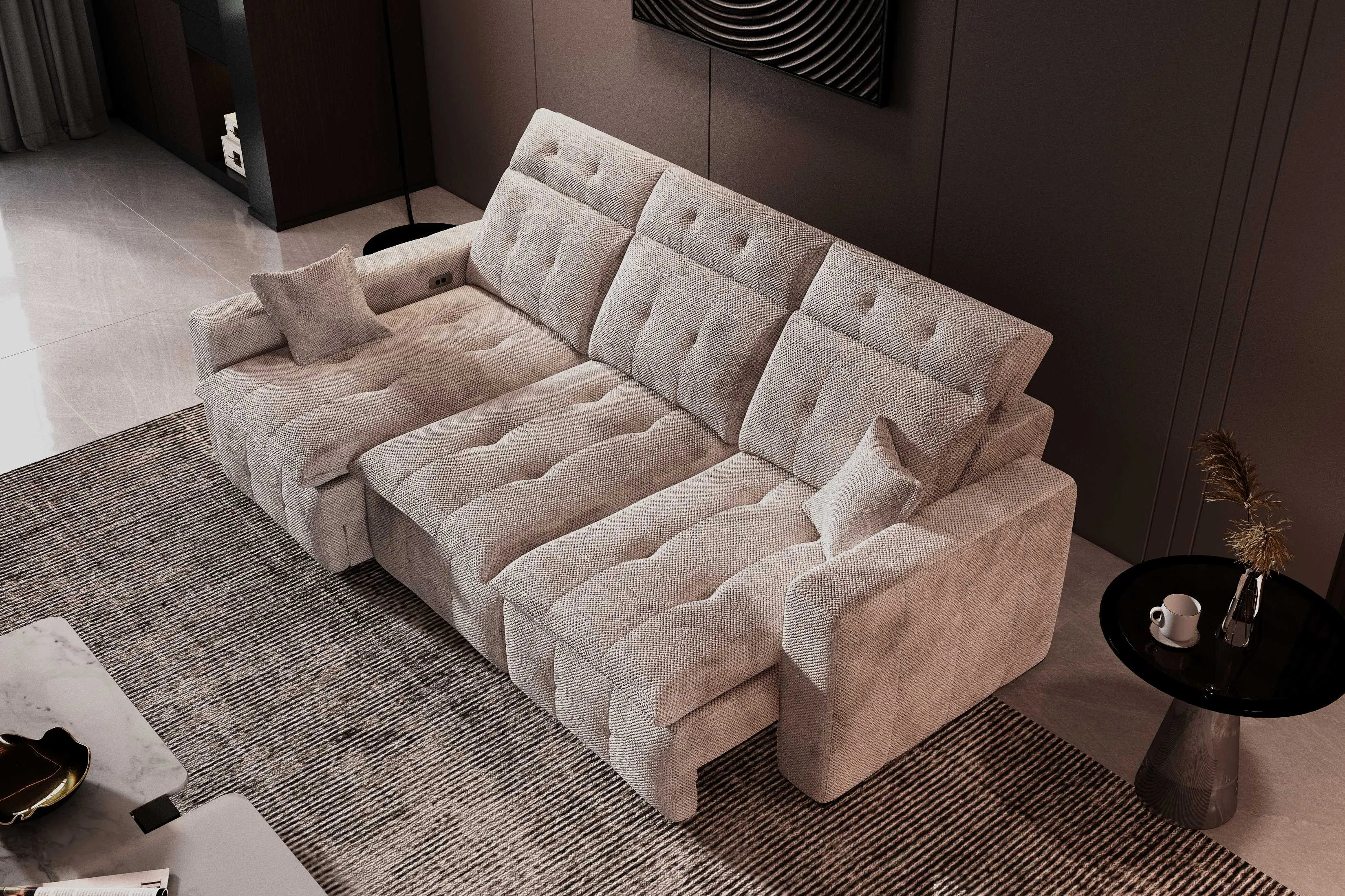 Aldo Sliding Seat Sectional Sofa with Storage