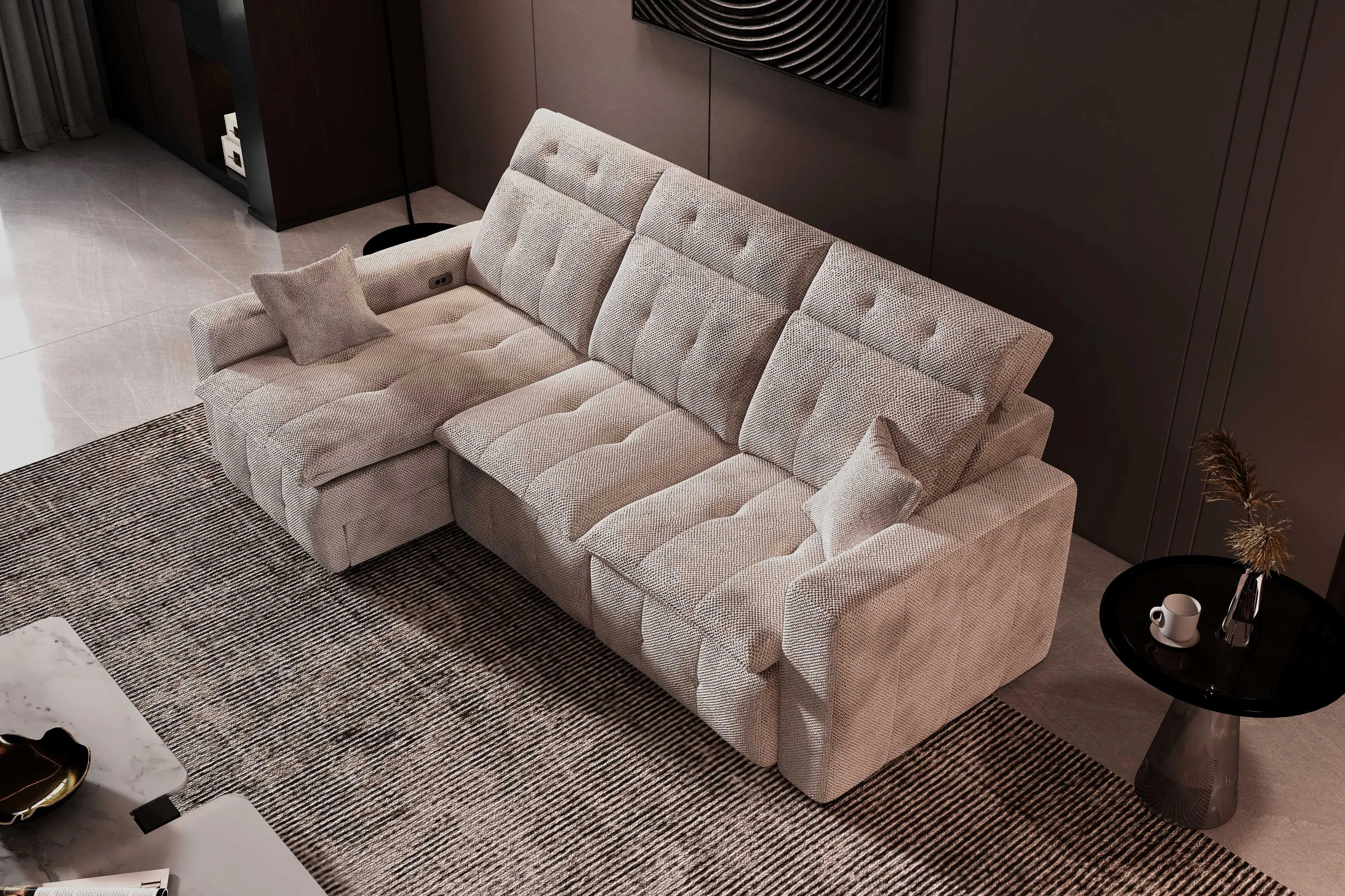 Aldo Sliding Seat Sectional Sofa with Storage