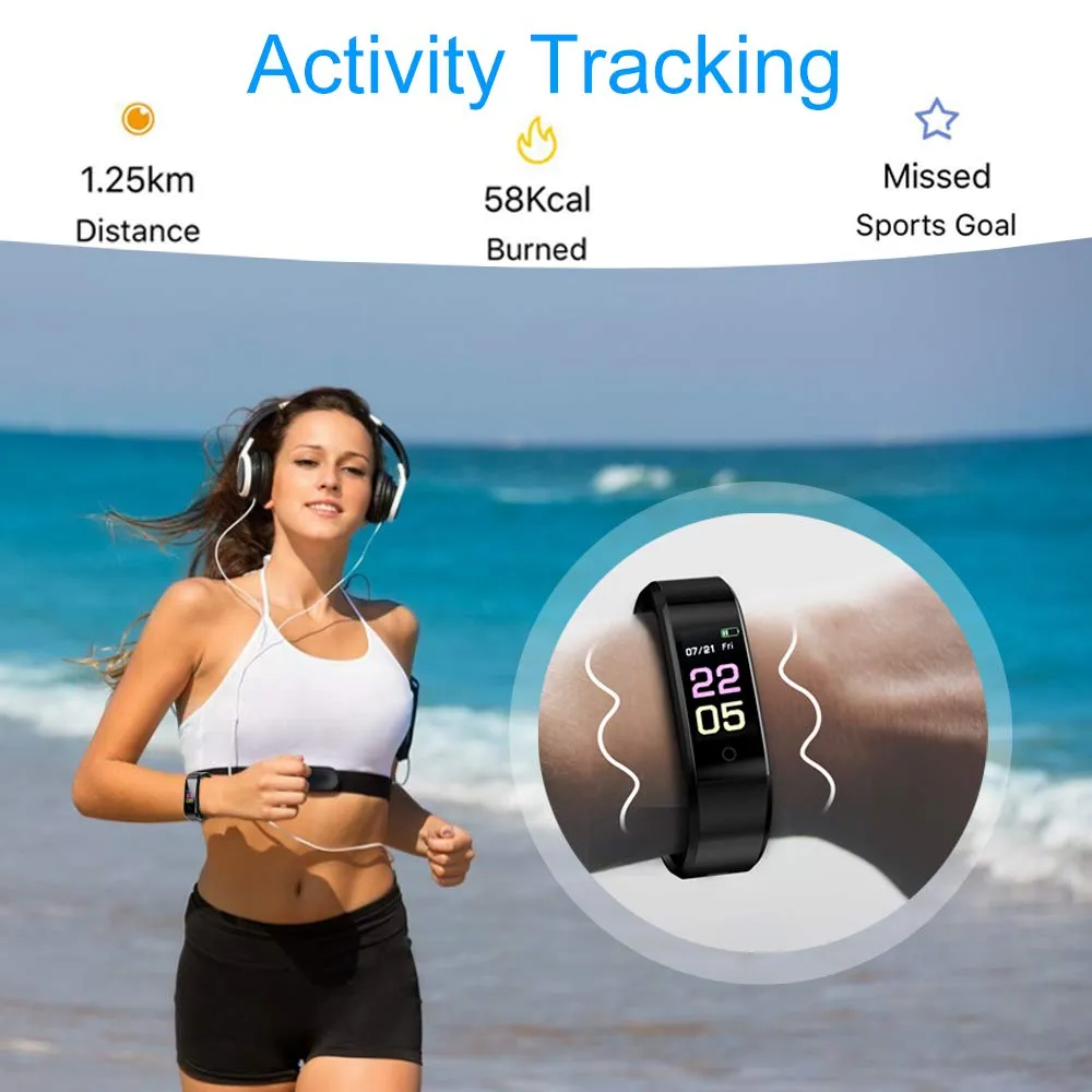 ANCwear Fitness Tracker Waterproof, Activity Tracker with Blood Pressure Heart Rate Monitor, Multiple Sports Smart Tracker Watch with Sleep Monitor, Calorie Step Counter Watch for Women Men Kids