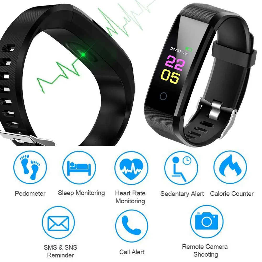 ANCwear Fitness Tracker Waterproof, Activity Tracker with Blood Pressure Heart Rate Monitor, Multiple Sports Smart Tracker Watch with Sleep Monitor, Calorie Step Counter Watch for Women Men Kids