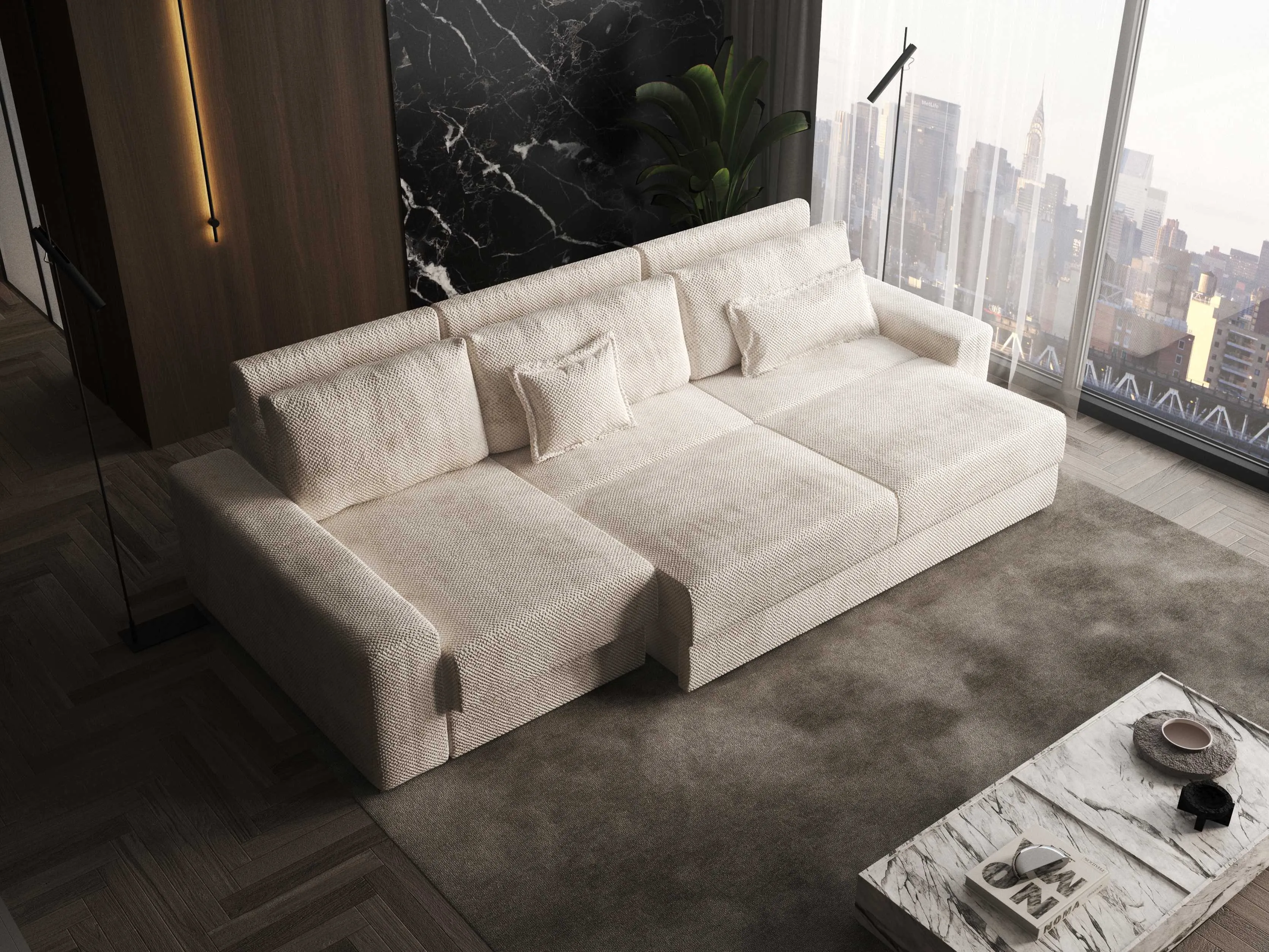 Aria Functional Sectional Sofa with bed and storage