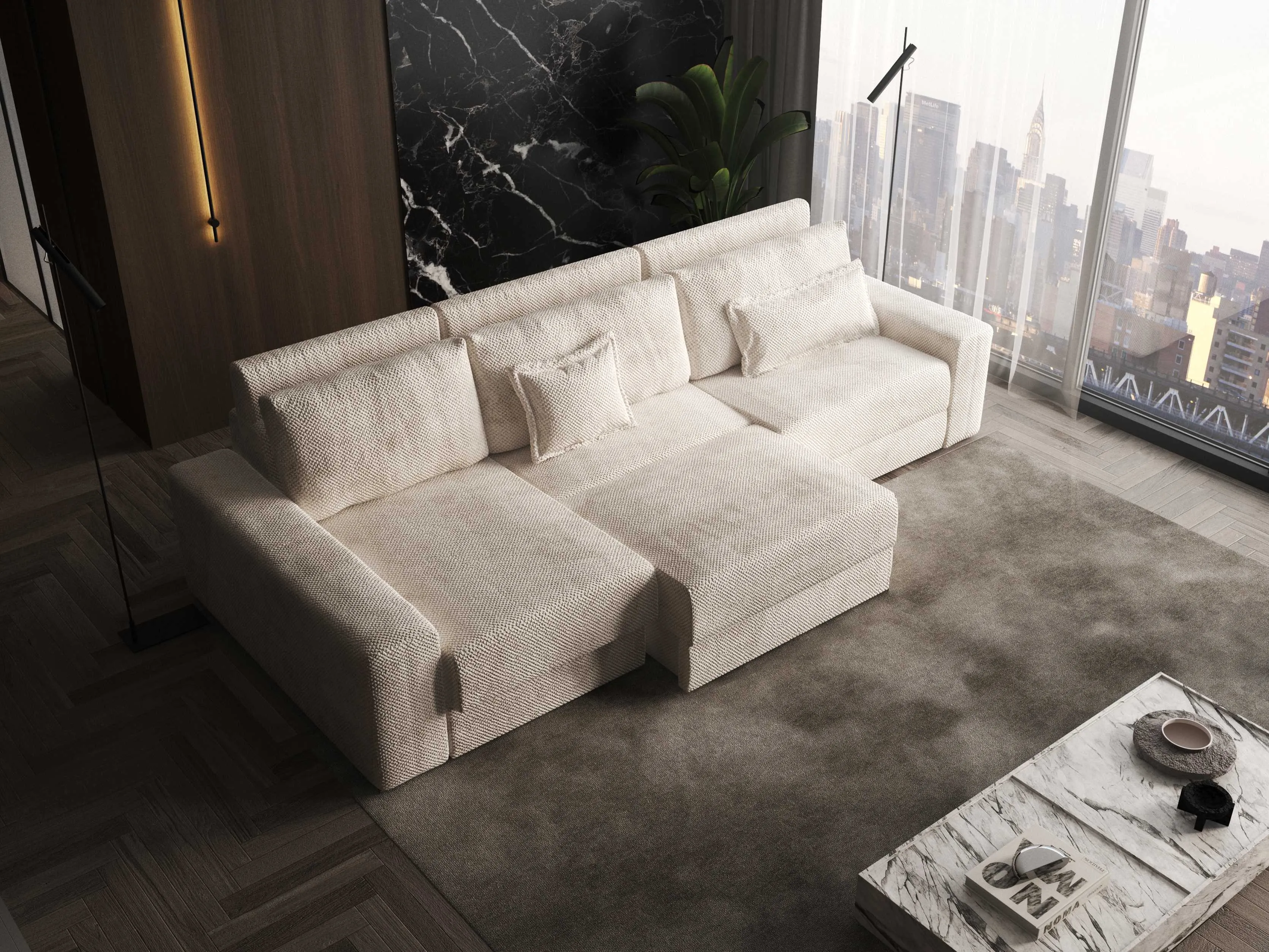 Aria Functional Sectional Sofa with bed and storage