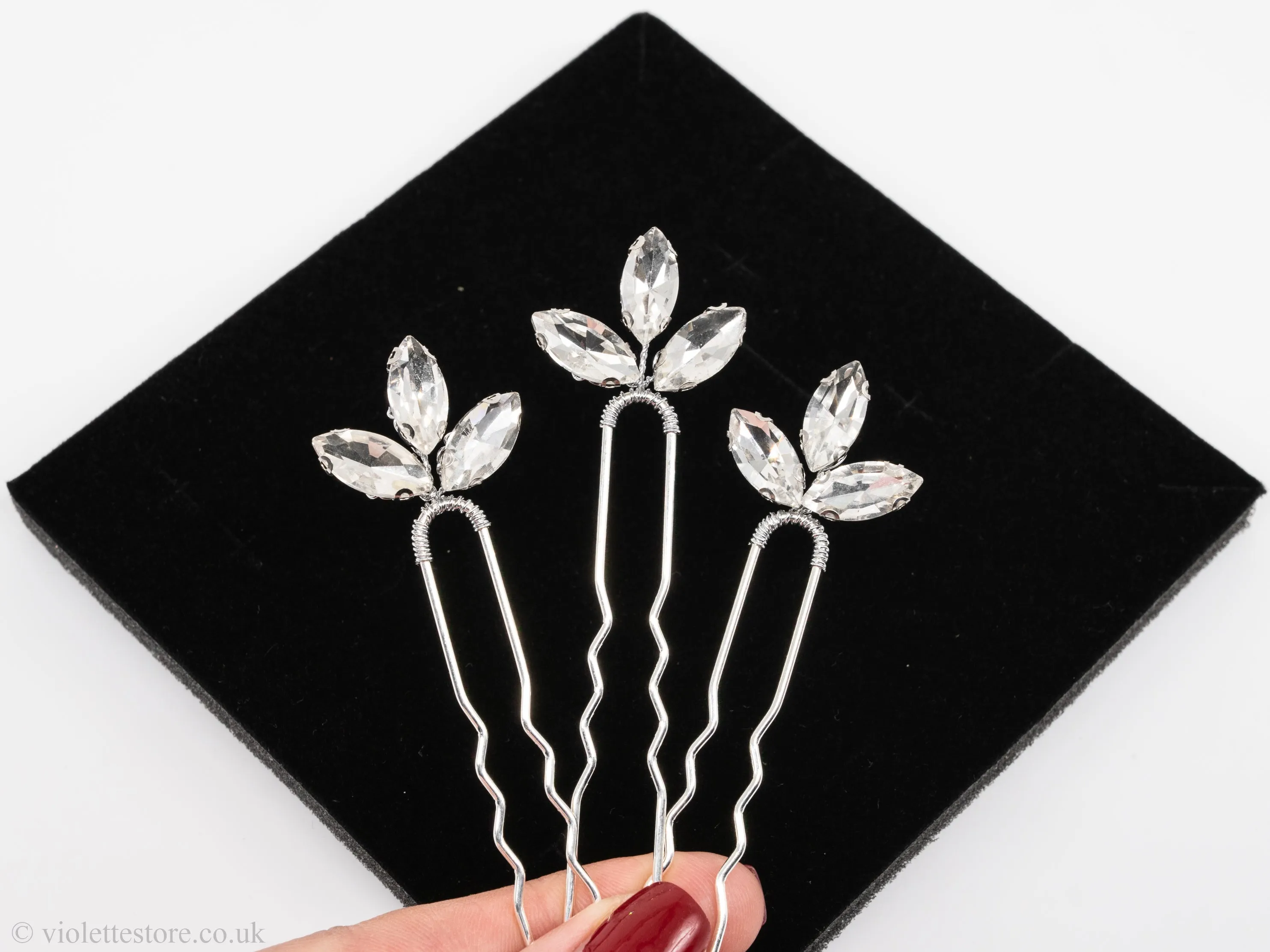 Ava Set of 3 Crystal Hair Pins