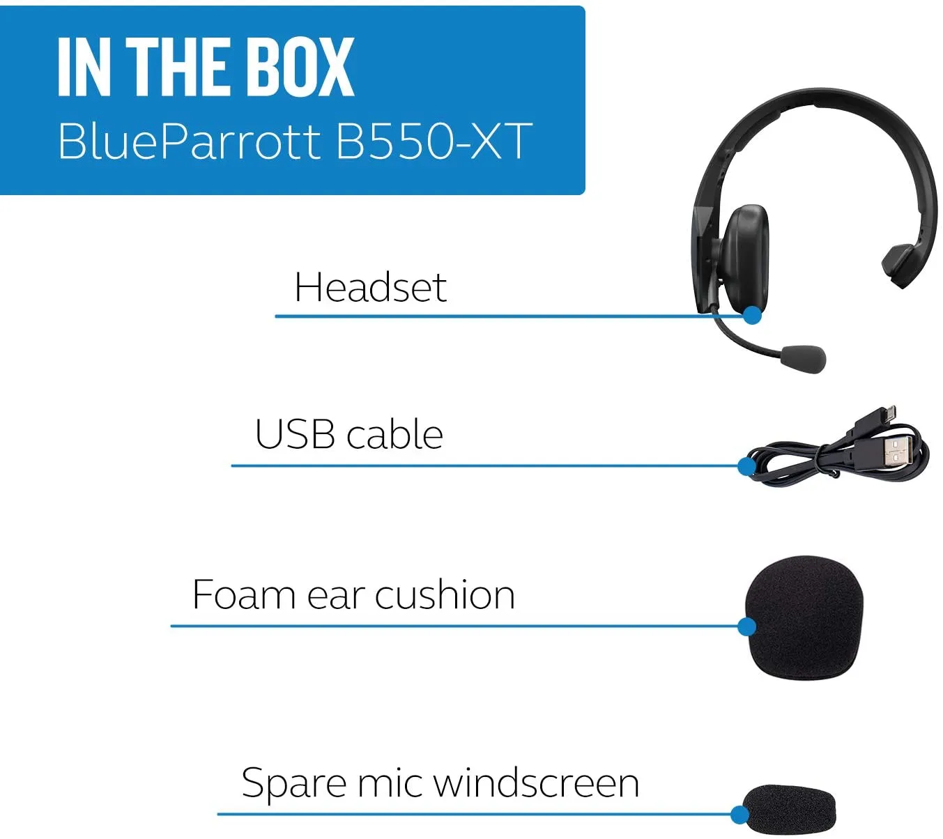 BlueParrott B550-XT Bluetooth Mono Headset 204165