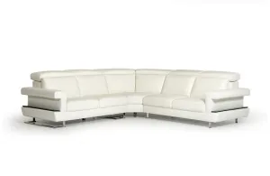 Crosby Modern White Italian Leather Sectional Sofa