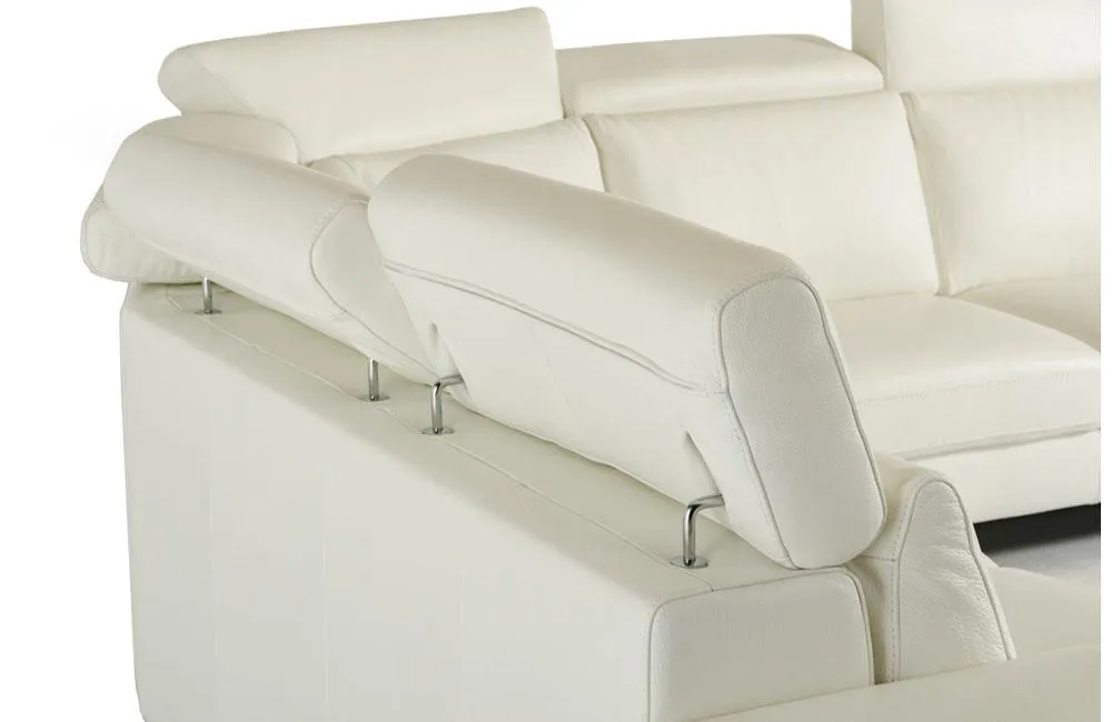 Crosby Modern White Italian Leather Sectional Sofa