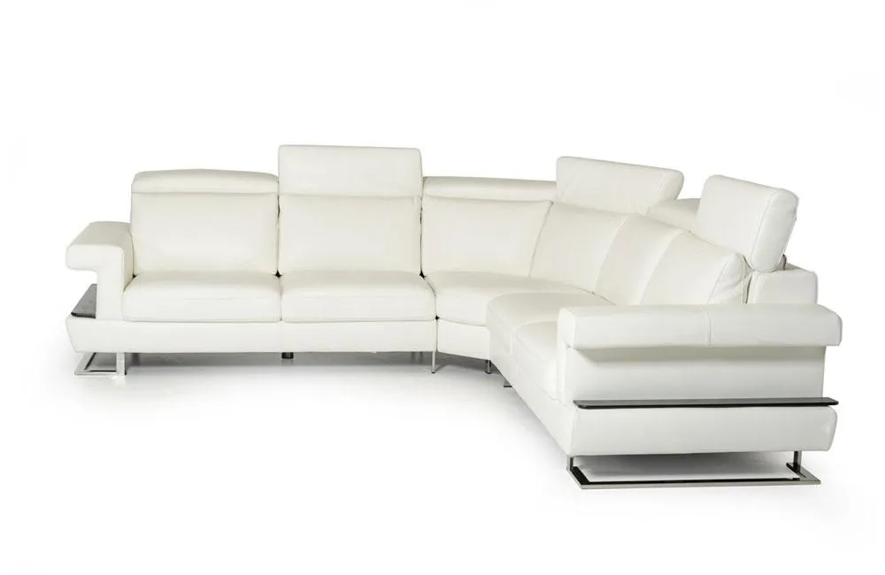 Crosby Modern White Italian Leather Sectional Sofa