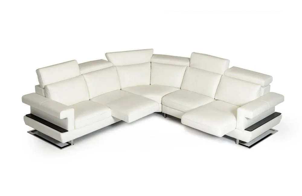 Crosby Modern White Italian Leather Sectional Sofa