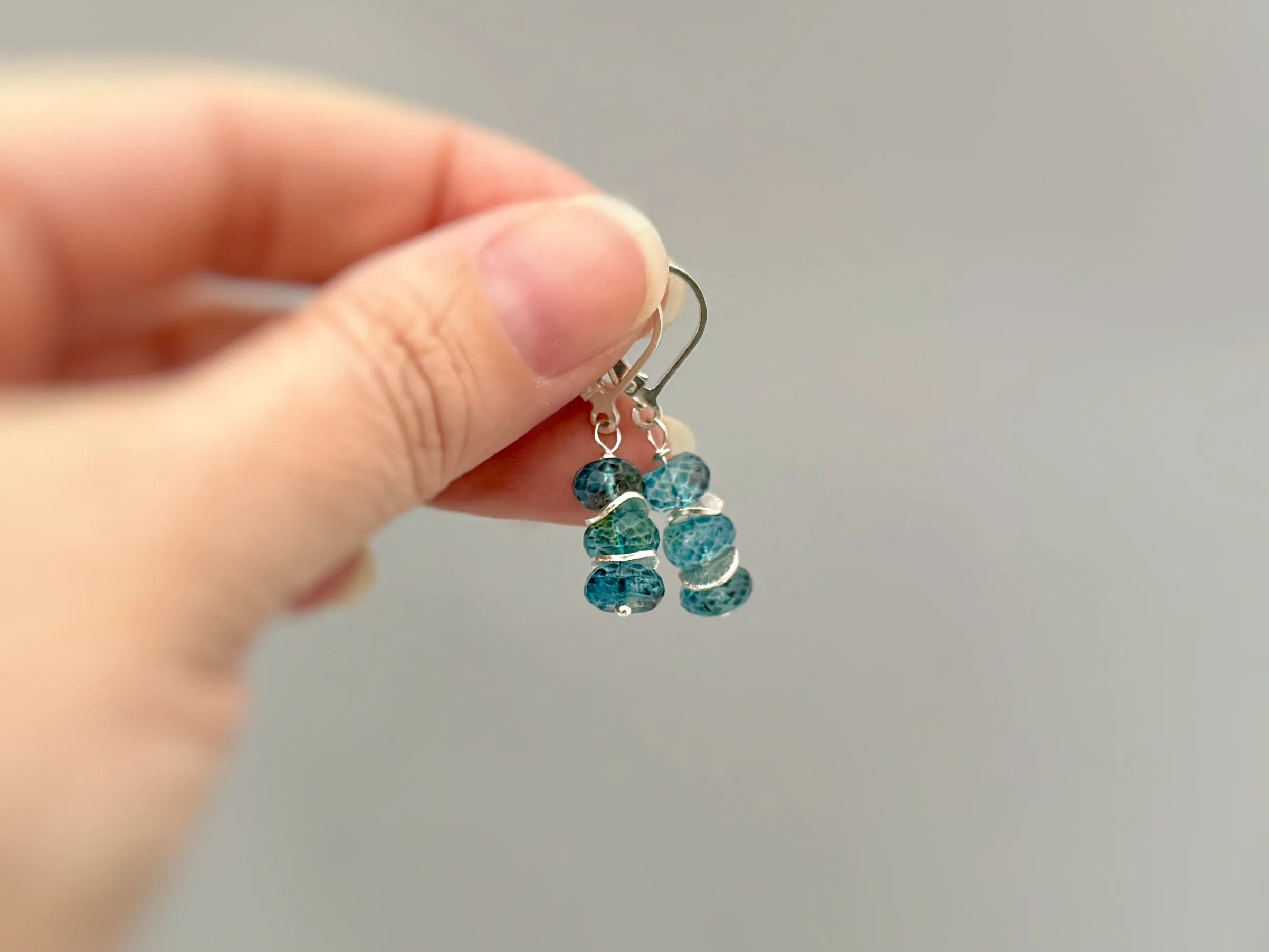 Dainty London Blue Topaz earrings dangle