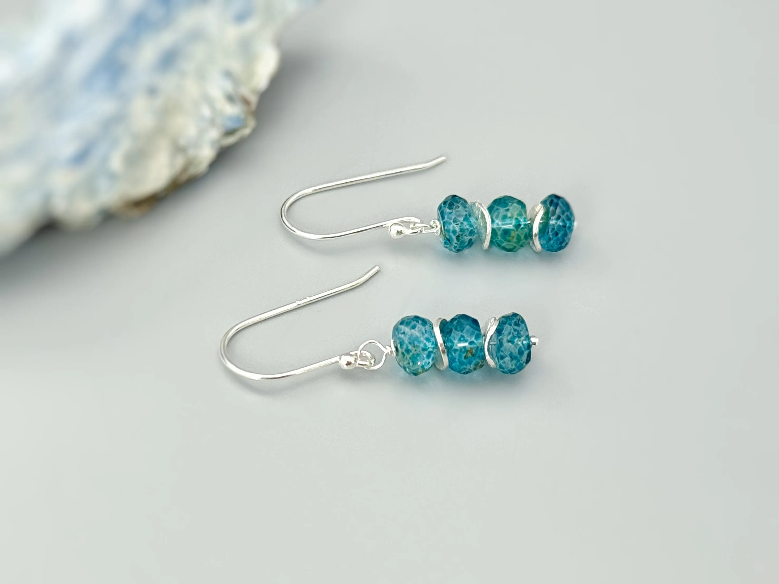 Dainty London Blue Topaz earrings dangle