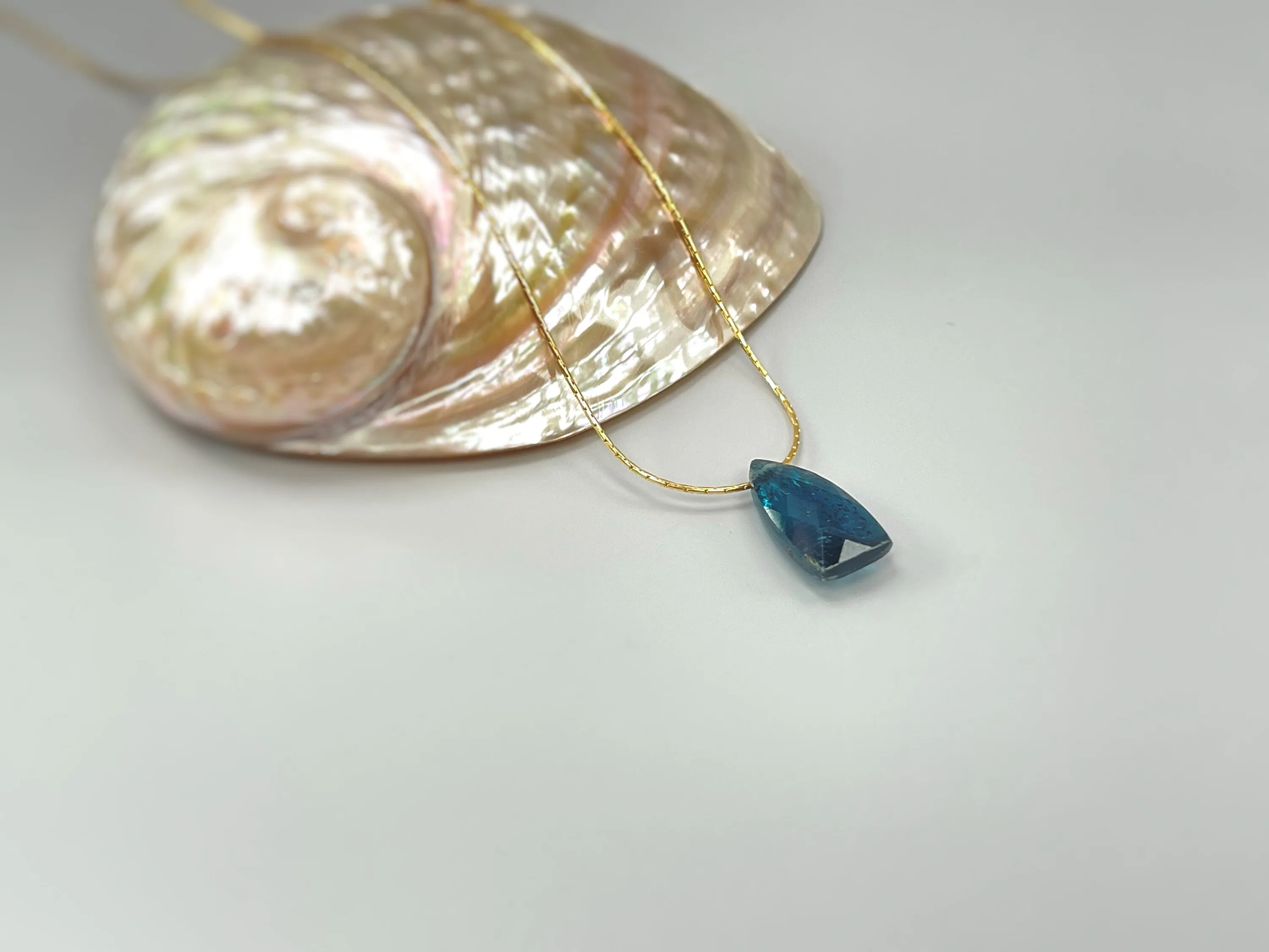 Dainty Moss Kyanite Necklace Gold, sterling silver