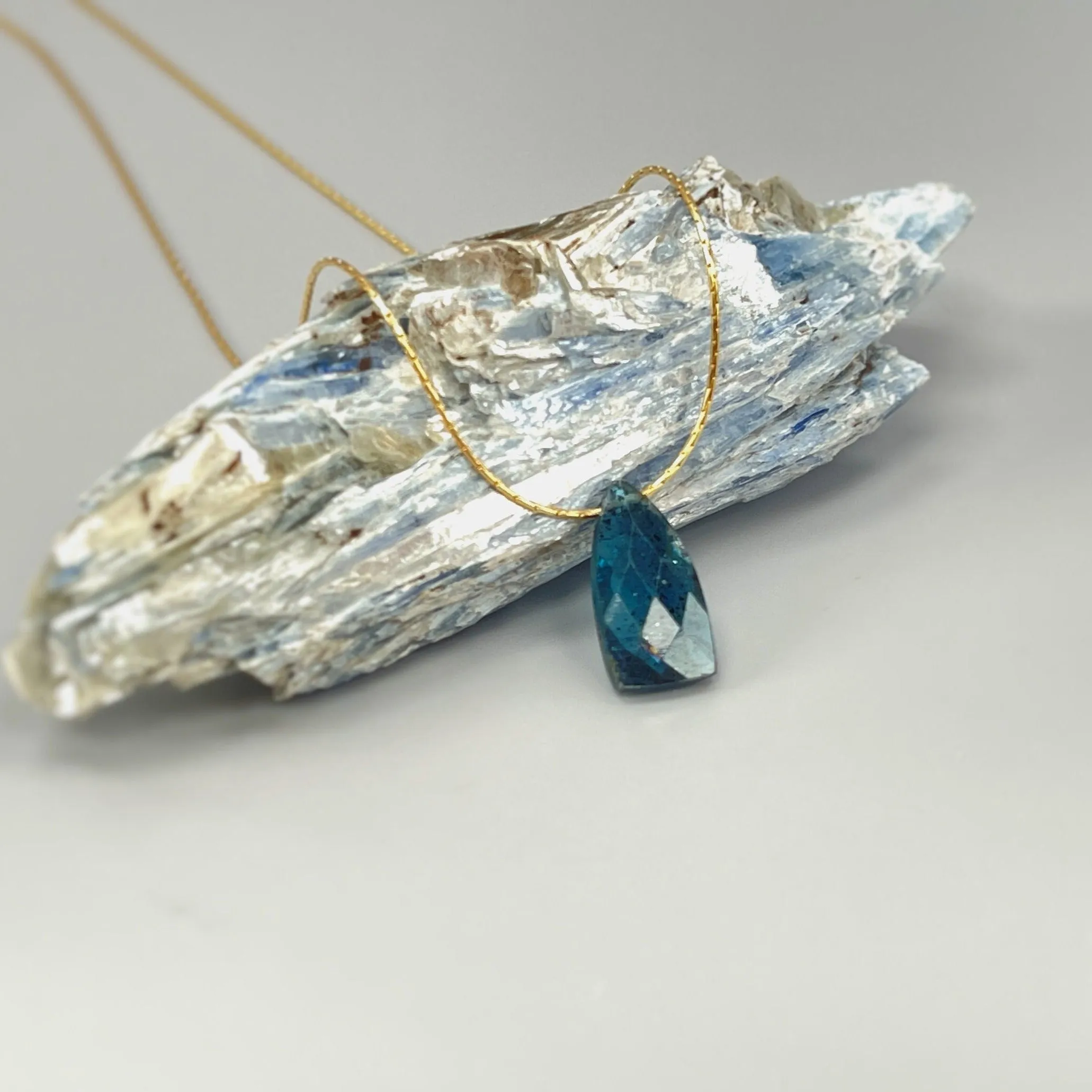 Dainty Moss Kyanite Necklace Gold, sterling silver