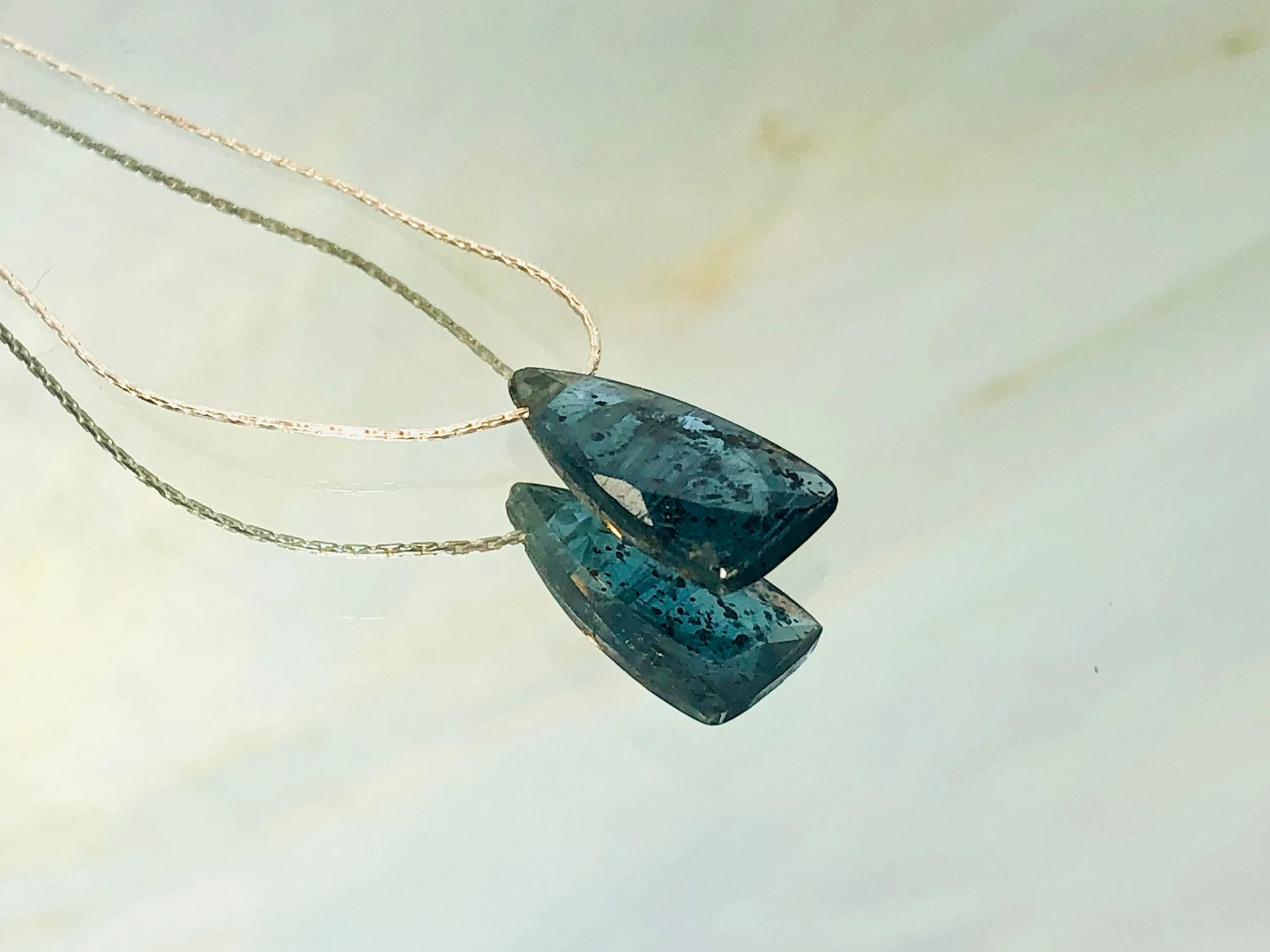 Dainty Moss Kyanite Necklace Gold, sterling silver