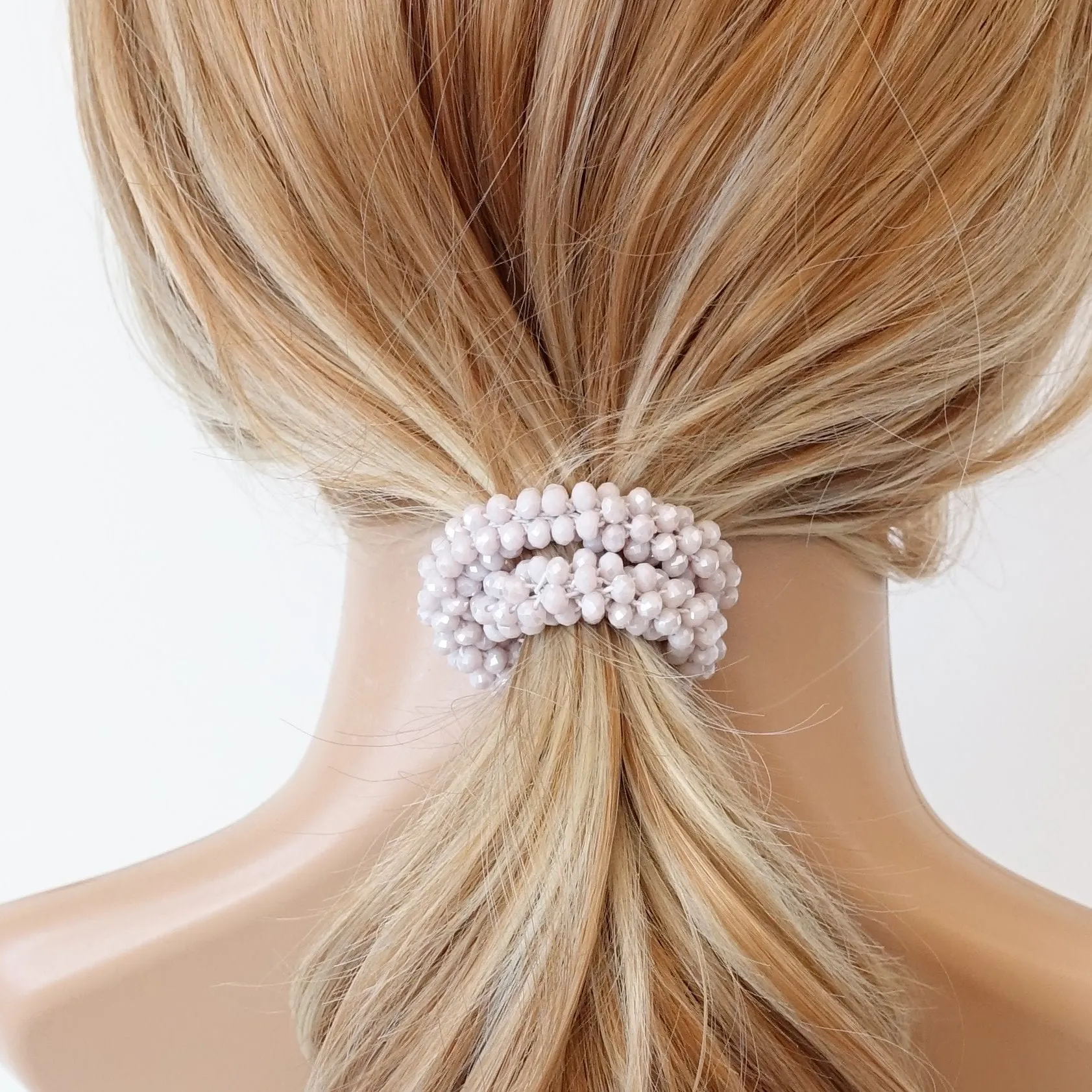 dazzling glass crystal beaded hair elastic ponytail holder simple hair tie woman hair accessories