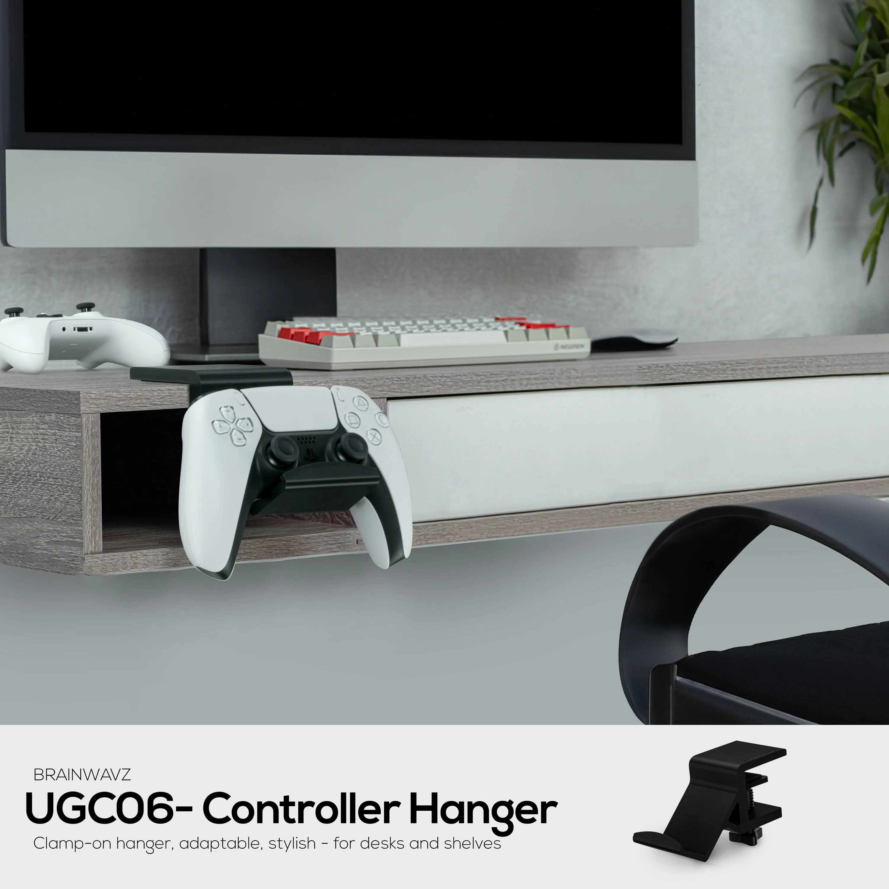 Desk Game Controller Holder Stand with Adjustable Clamp - Universal Design for XBOX, PS5, PS4, PC, Steelseries, Steam