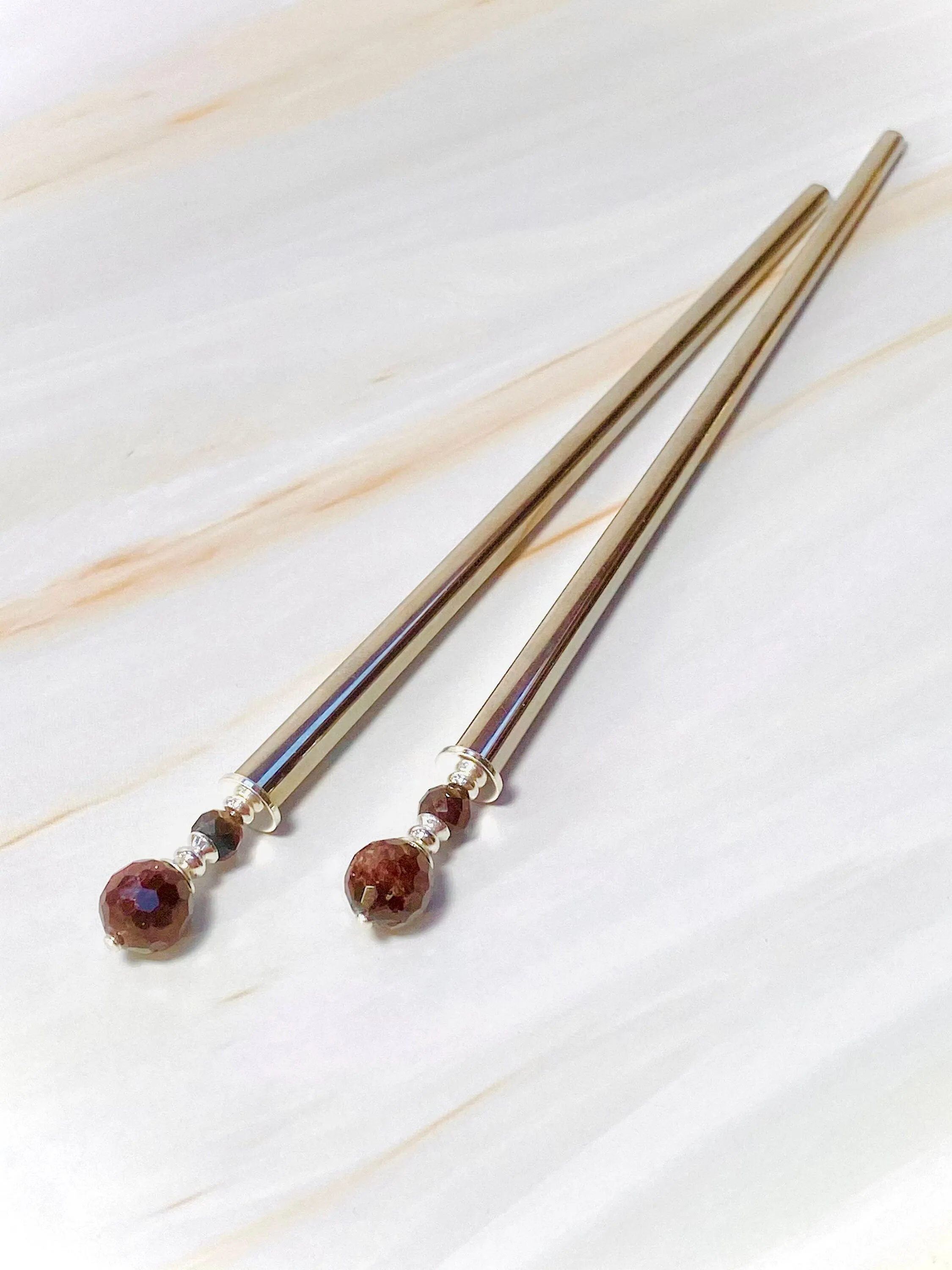 Garnet  Hair Sticks Gemstone hair pins for women