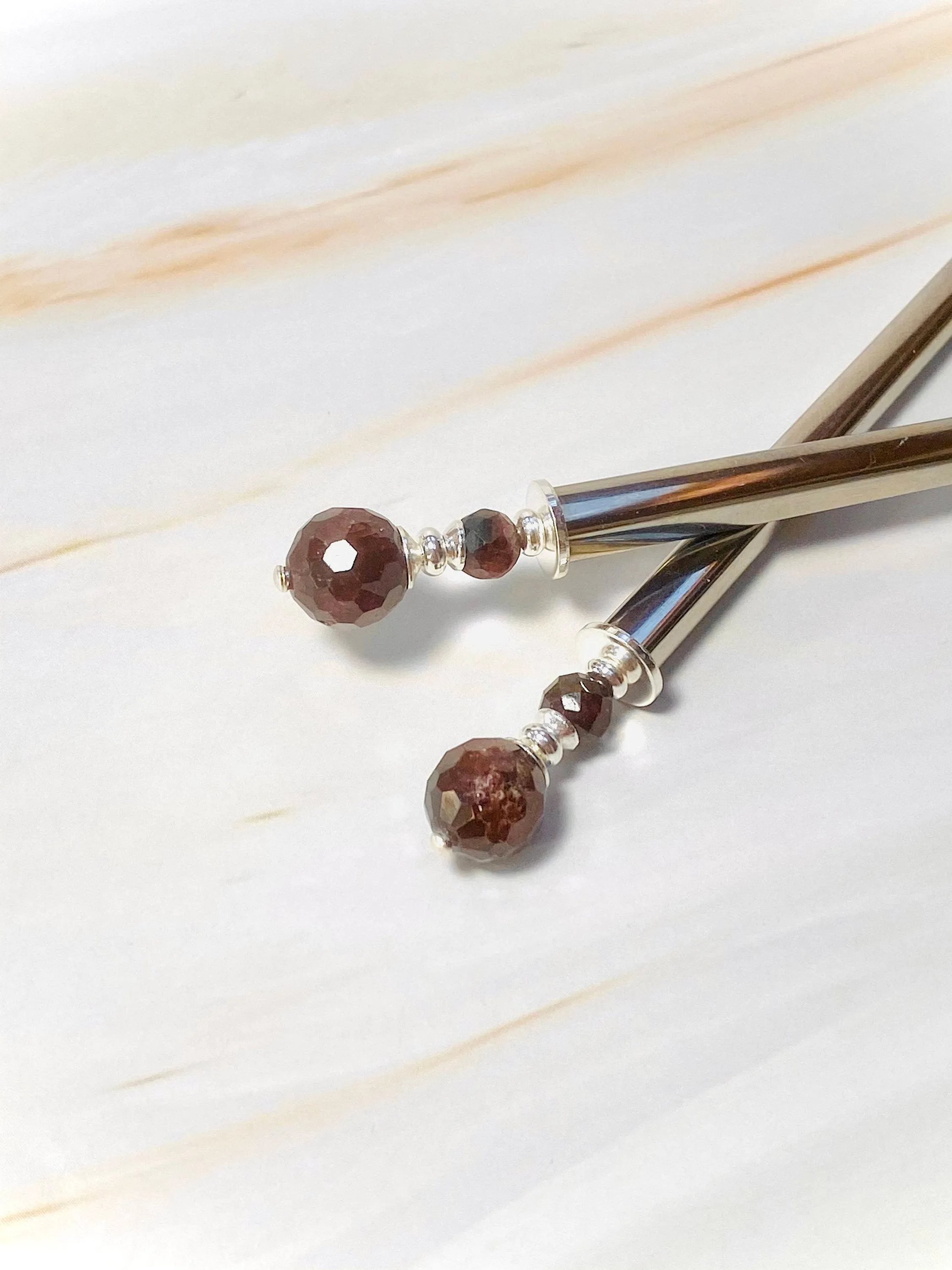 Garnet  Hair Sticks Gemstone hair pins for women