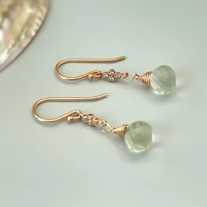 Green Amethyst earrings Rose Gold