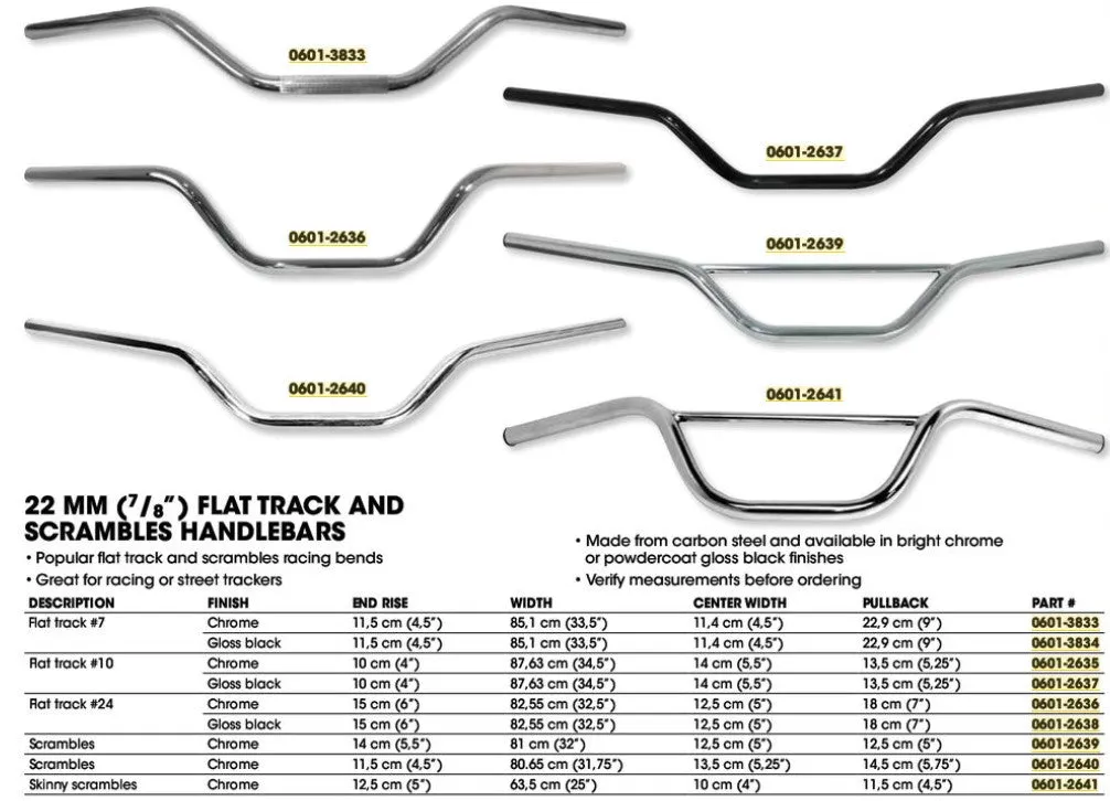 Handlebars 7/8 in. (22mm) Scrambles (no brace) - Chrome - EMGO 23-92404