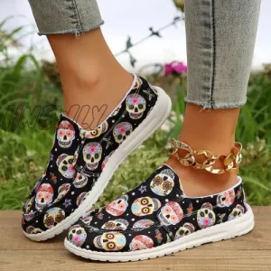 Hnewly - Black Casual Patchwork Round Comfortable Shoes