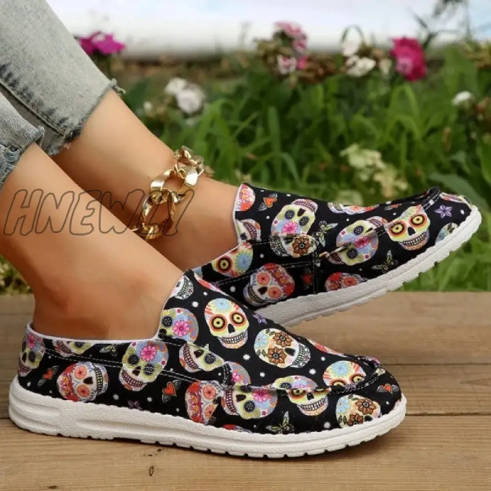 Hnewly - Black Casual Patchwork Round Comfortable Shoes