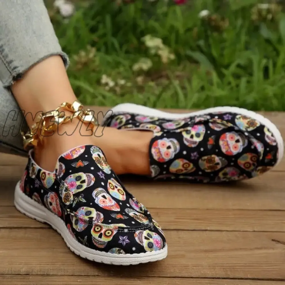 Hnewly - Black Casual Patchwork Round Comfortable Shoes