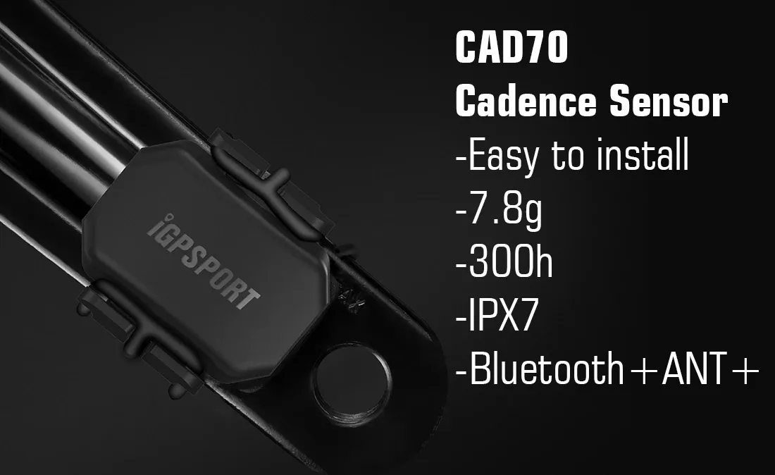 iGPSPORT CAD70 Waterproof Cycling Cadence Sensor, Black (CAD70)