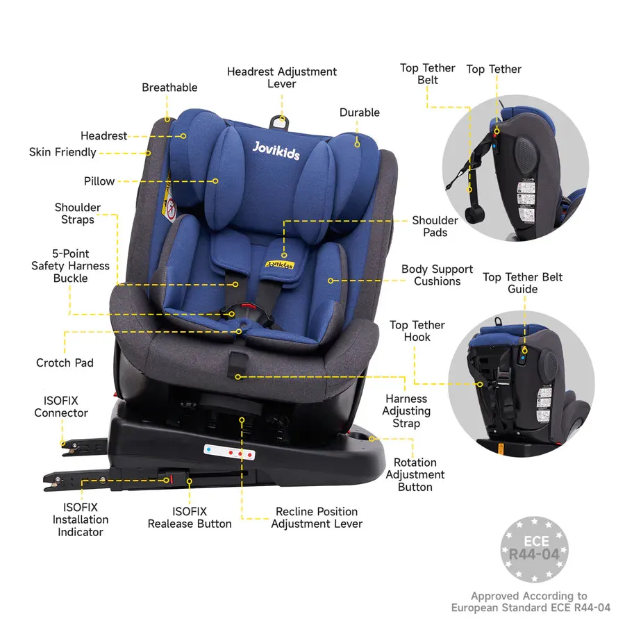 Jovikids Angel ISOFIX Rotating Carseat 360° Group 0/1/2/3 (Blue)