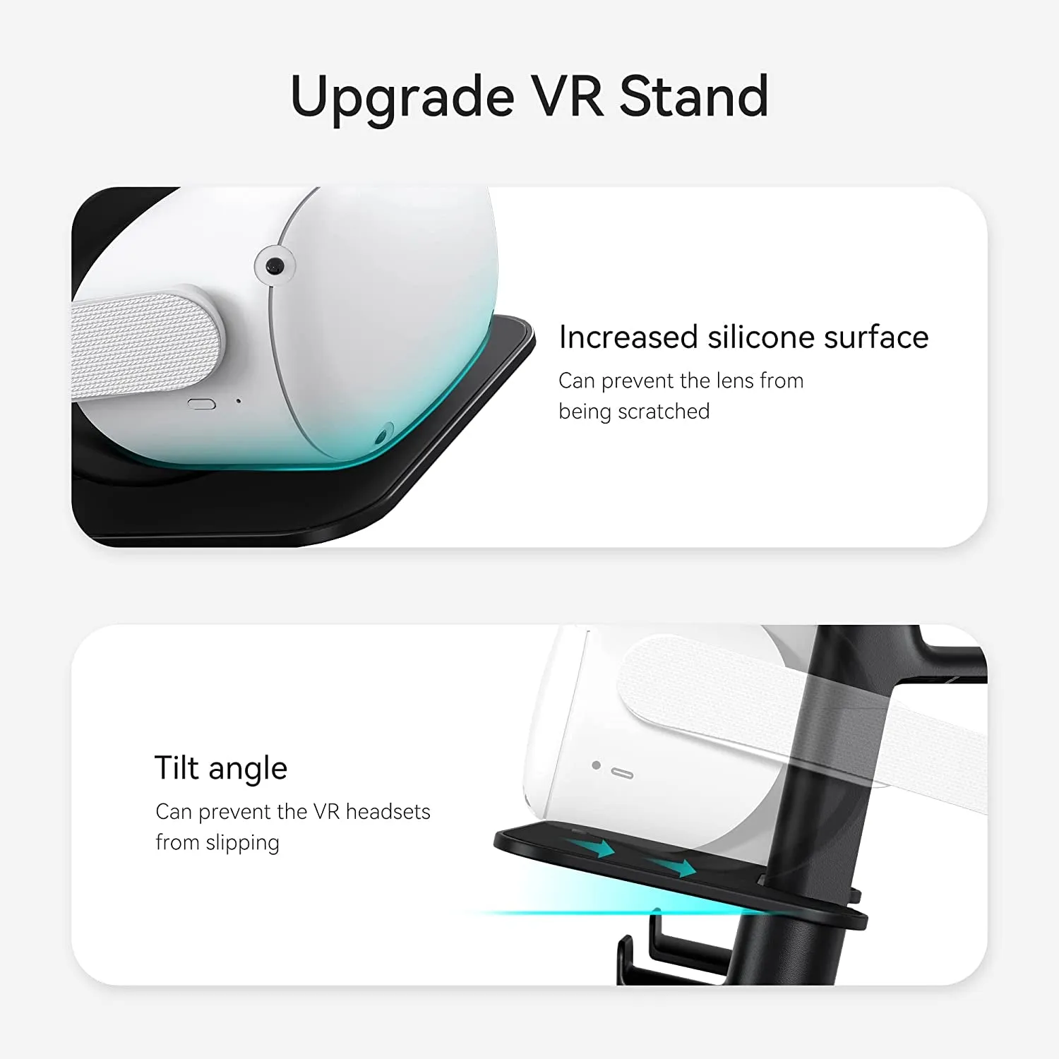 KIWI Design Upgraded VR Stand for Quest 2 /Quest/Psvr 2 /Rift S/Valve Index/Hp Reverb G2 VR Headset and Touch Controllers, VR Headset Stand and Controller Holder Mount Station (Black)