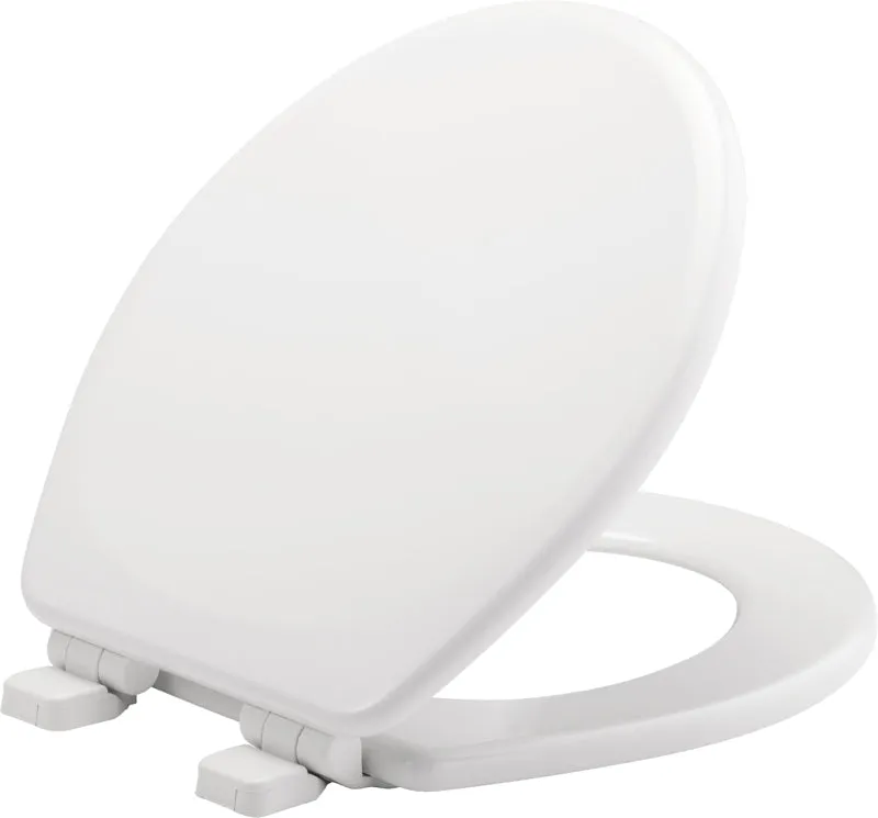 Mayfair 43SLOW 000 Traditional Toilet Seat, Round, Molded Wood, White, Adjustable, Whisper Close Hinge :EA: QUANTITY: 1