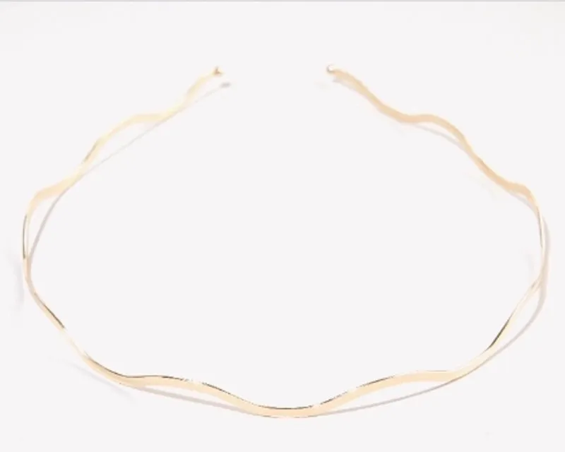 Metal Wave Thin Hair Hoop Golde  Simple   Headband