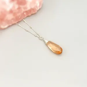 Morganite Necklace Sterling Silver, Gold, Rose Gold