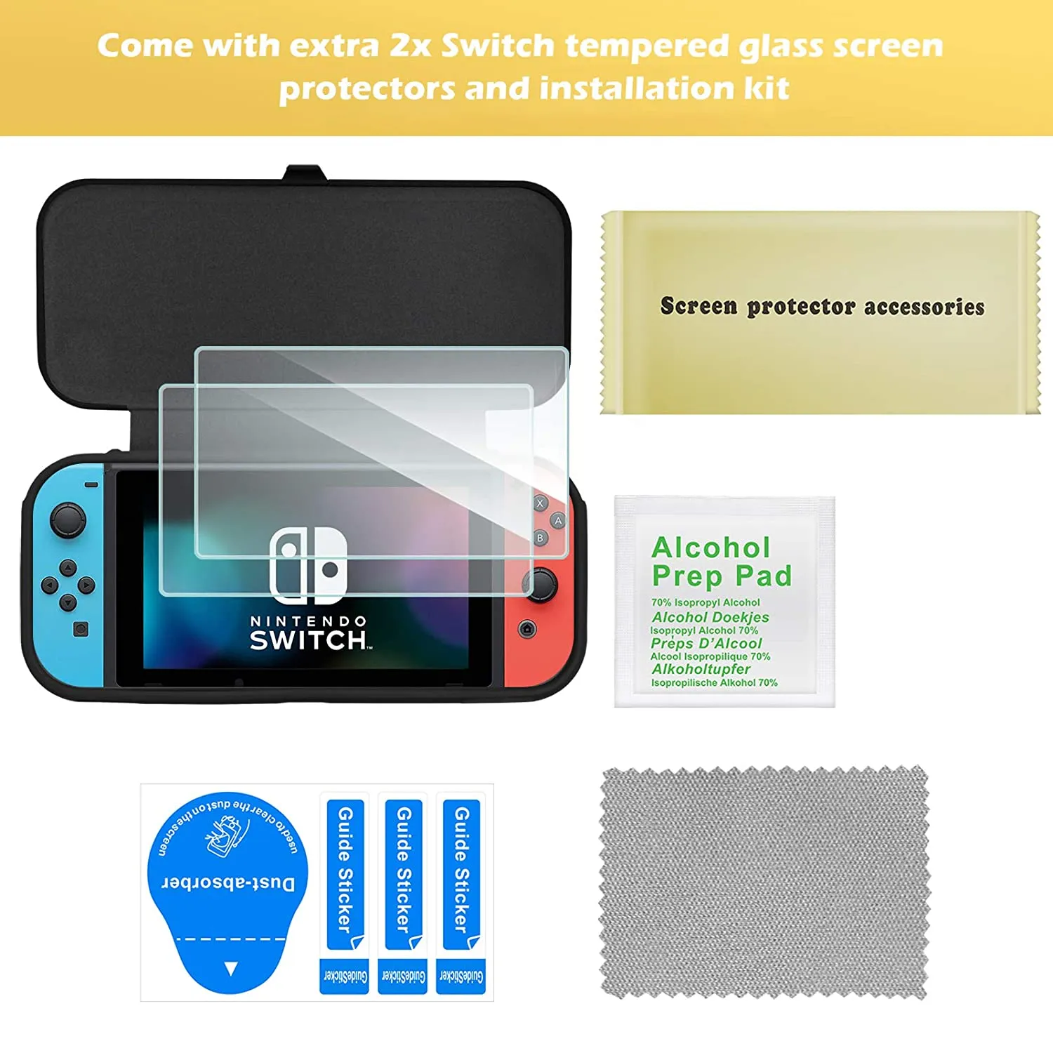 Nintendo Switch 2017 Flip Cover Case with 2 Tempered Glass Screen Protector | ProCase