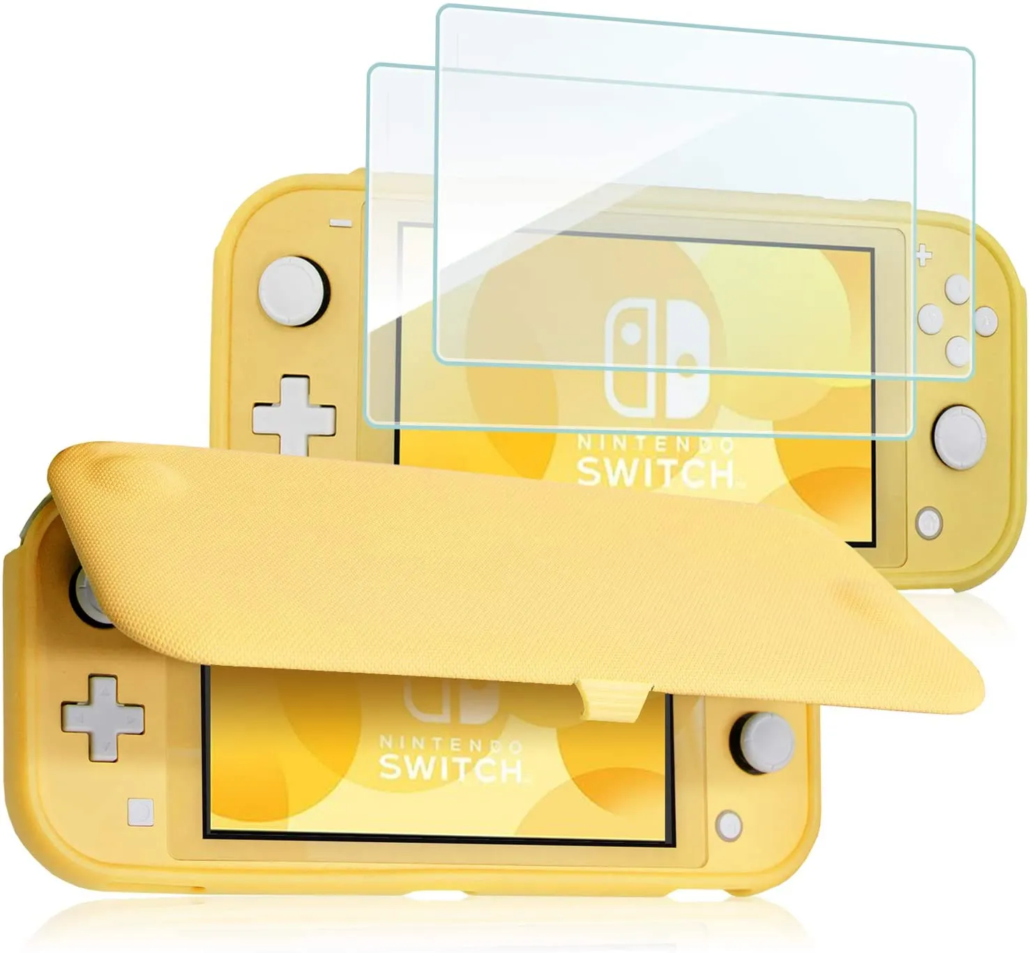 Nintendo Switch Lite Flip Cover Case with 2 Pack Tempered Glass Screen Protectors | ProCase