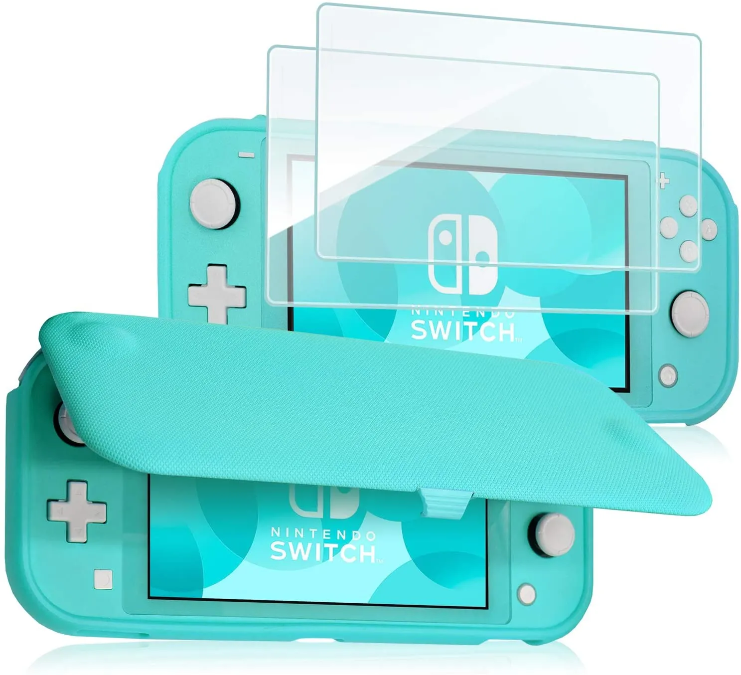 Nintendo Switch Lite Flip Cover Case with 2 Pack Tempered Glass Screen Protectors | ProCase