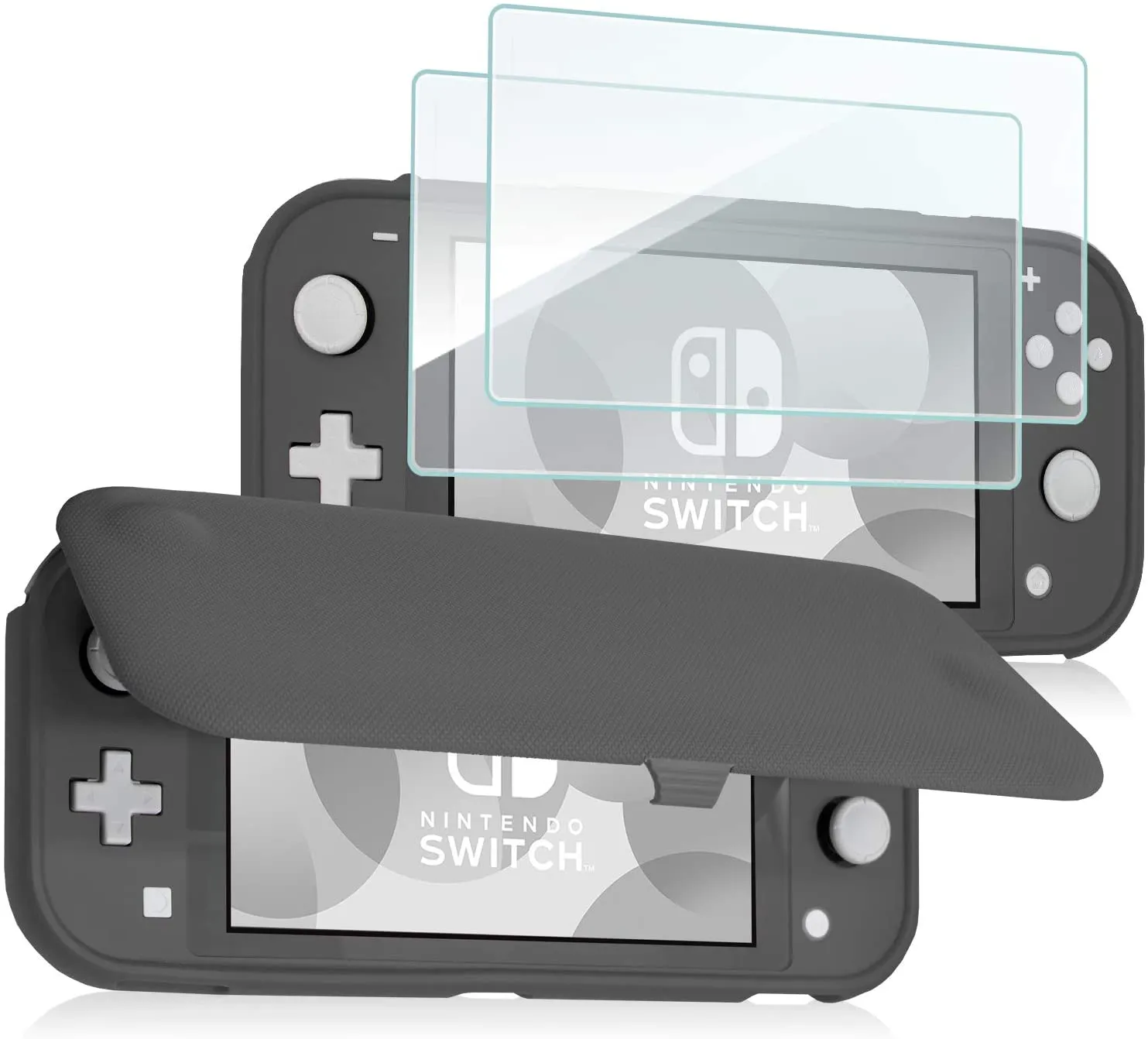 Nintendo Switch Lite Flip Cover Case with 2 Pack Tempered Glass Screen Protectors | ProCase