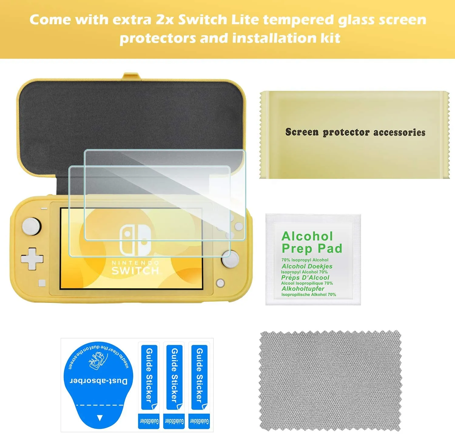 Nintendo Switch Lite Flip Cover Case with 2 Pack Tempered Glass Screen Protectors | ProCase