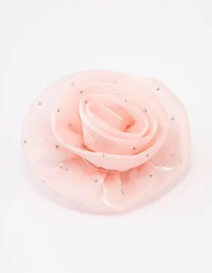 Pink Diamante Rosette Brooch & Hair Clip