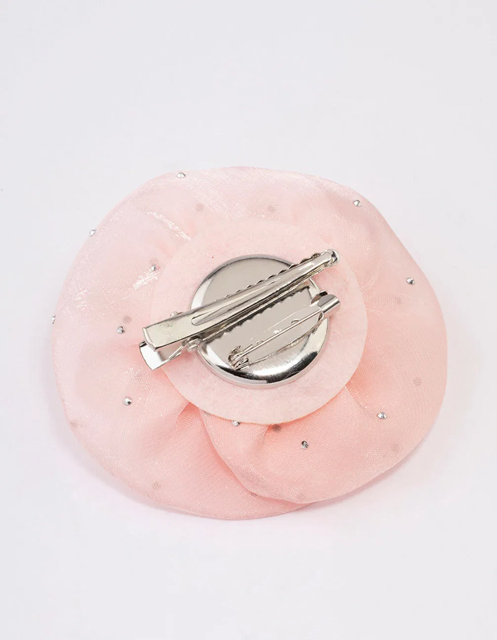 Pink Diamante Rosette Brooch & Hair Clip