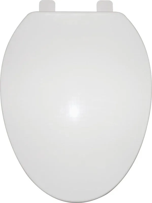 ProSource Q-019-WH Toilet Seat, Elongated, Polypropylene, White, Plastic Hinge :EA: QUANTITY: 1