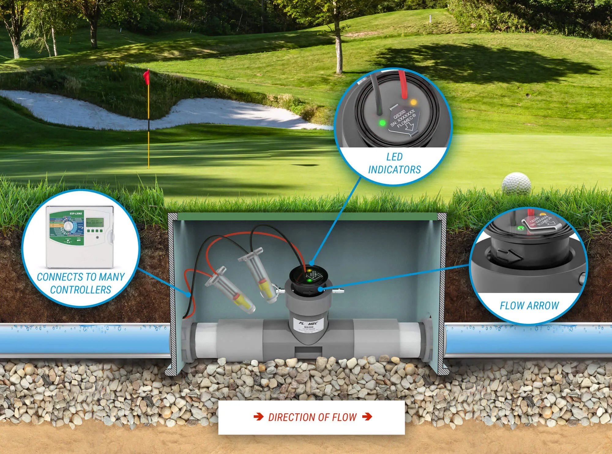 QS200 Ultrasonic Irrigation Flow Sensor