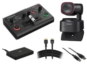 Roland V-02 HD MK II Switcher Includes Single Camera PTZ   HDMI 2.0 1 x 2 Splitter   HDA-815 8K Ultra-High Speed HDMI Cable   USB Cable Bundle