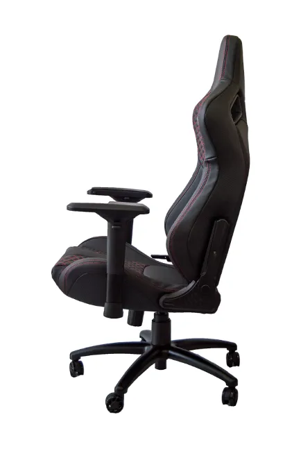 RS Racing Style Seat Black Leatherette Carbon Fiber with Red Diamond Stitching Premium Office/Gaming Chair