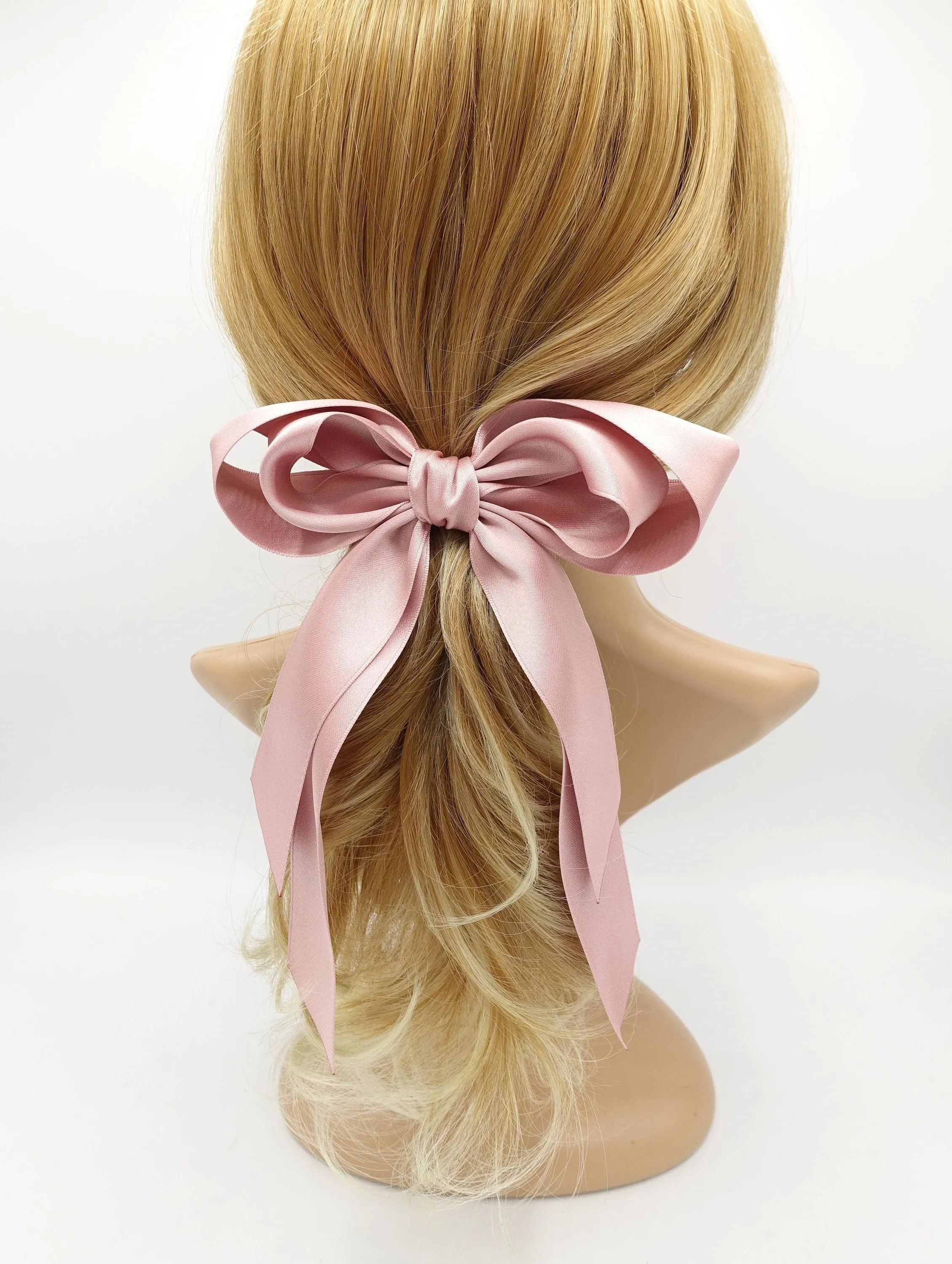 satin layered double tail hair bow