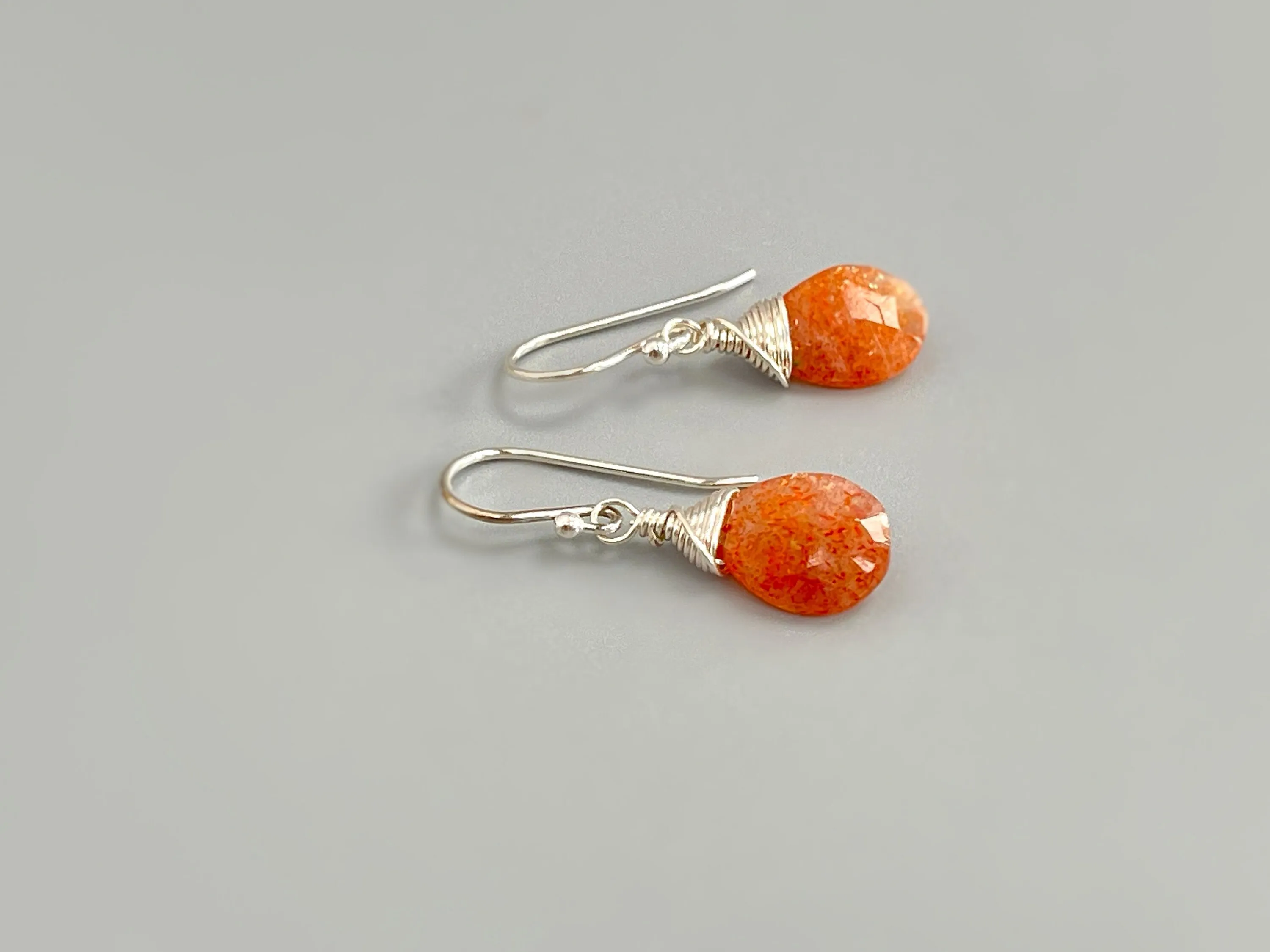 Sunstone Earrings dangle 14k Gold fill