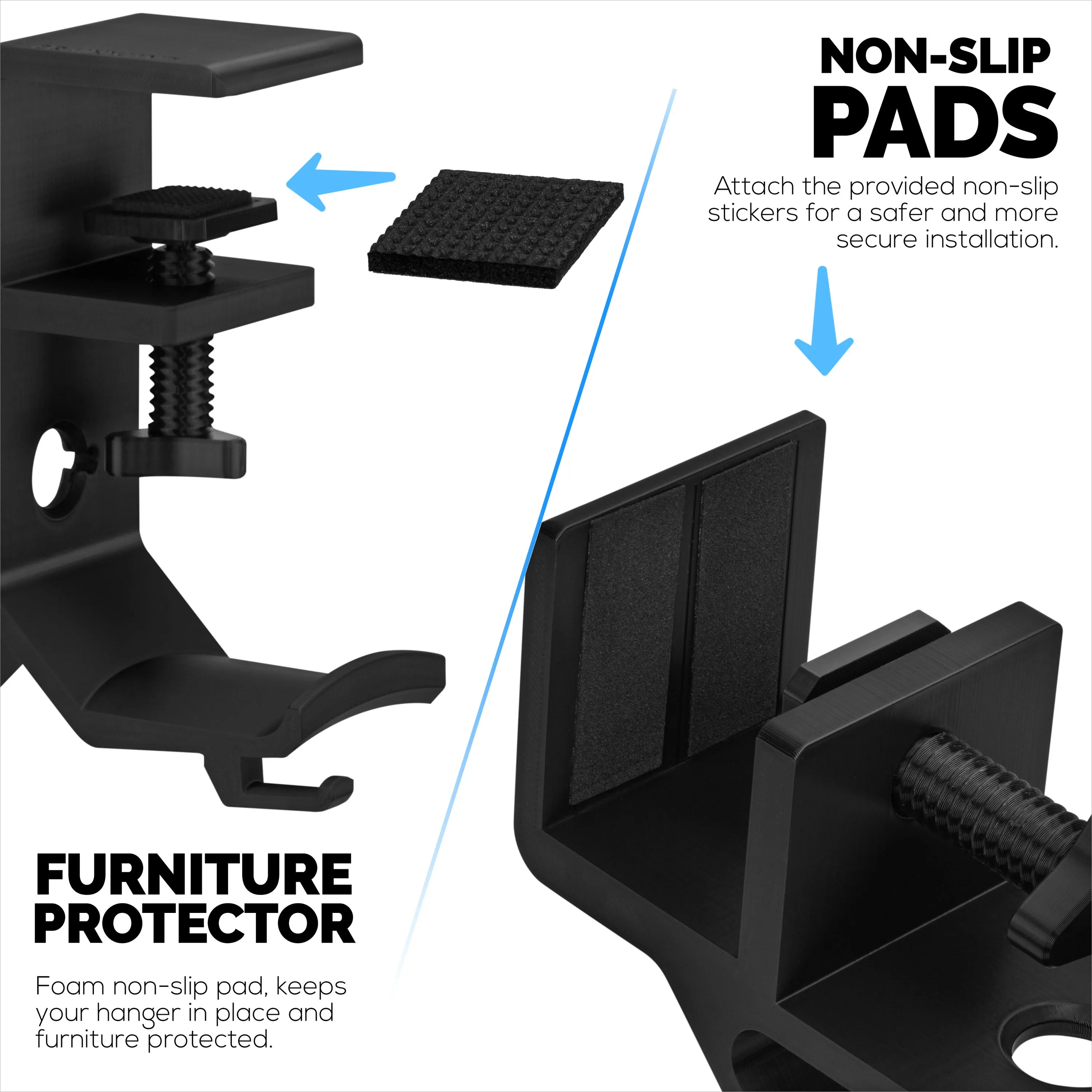 The Grebe - Headphone & Dual Game Controller Holder - Attaches to Side of Desk, Under Desk Headset Holder, Suitable for All Headphones & Gamepads