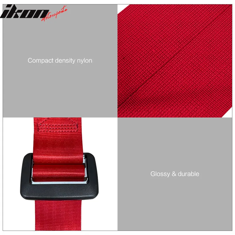 Universal Red Bezel Racing Seat Dual Slider Buckle Belt PU Carbon